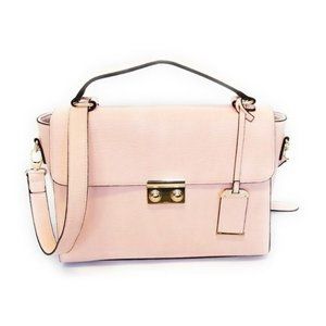 Gabriella Rocha Blush Pink Leather Shoulder Bag with Top Handle Gold Hardware